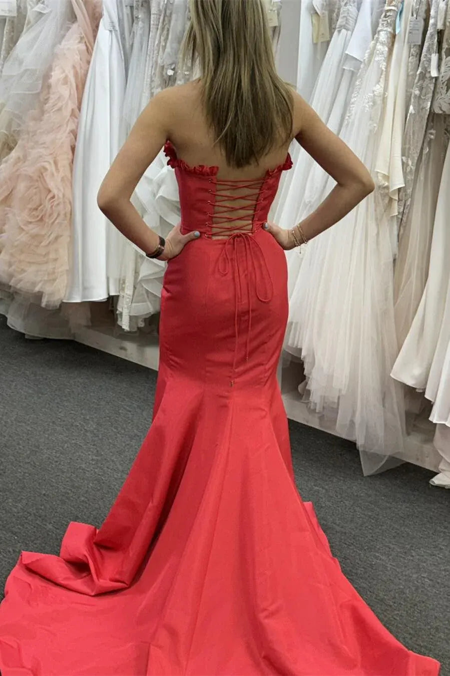 Classy Strapless Sleeveless Mermaid Slit Long Prom Dress