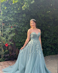 Classy Sweetheart Sleeveless Ball Gown Appliques Sweep Train Prom Dress