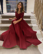 Classy V Neck Sleeveless A-Line Pleated Floor-Length Evening Dress