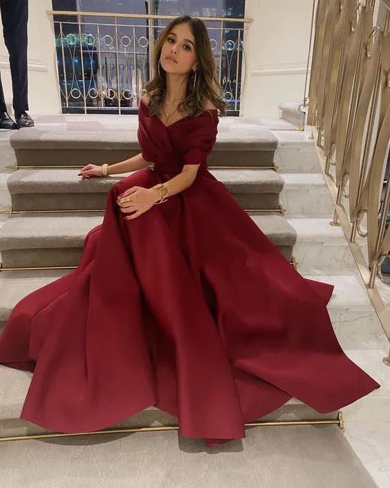 Classy V Neck Sleeveless A-Line Pleated Floor-Length Evening Dress