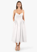 Clean Fit and Flare Sweetheart Neck Spaghetti Strap Zipper Back Midi Length For Women Prom Dress