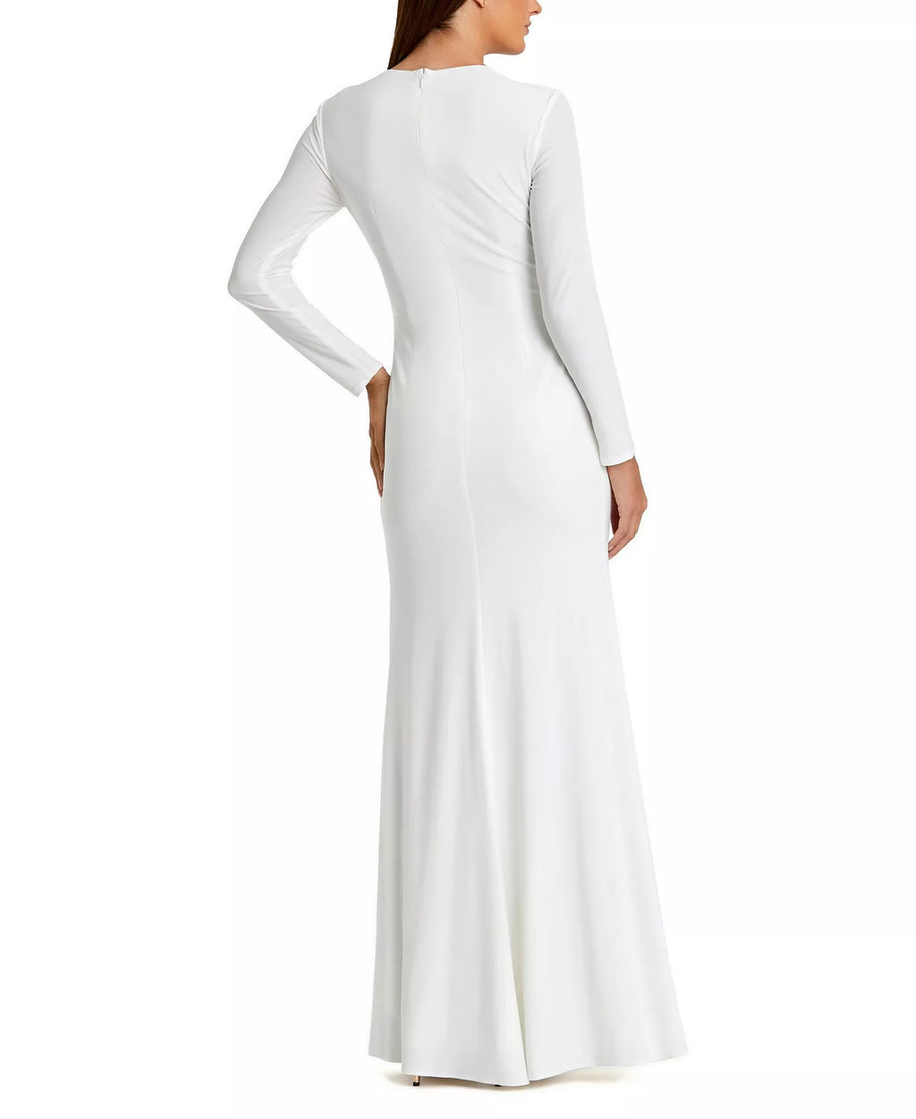 Clean Trumpet Keyhole Neck Long Sleeve Zipper Back Floor Length Female Prom Dress