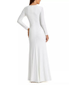 Clean Trumpet Keyhole Neck Long Sleeve Zipper Back Floor Length Female Prom Dress