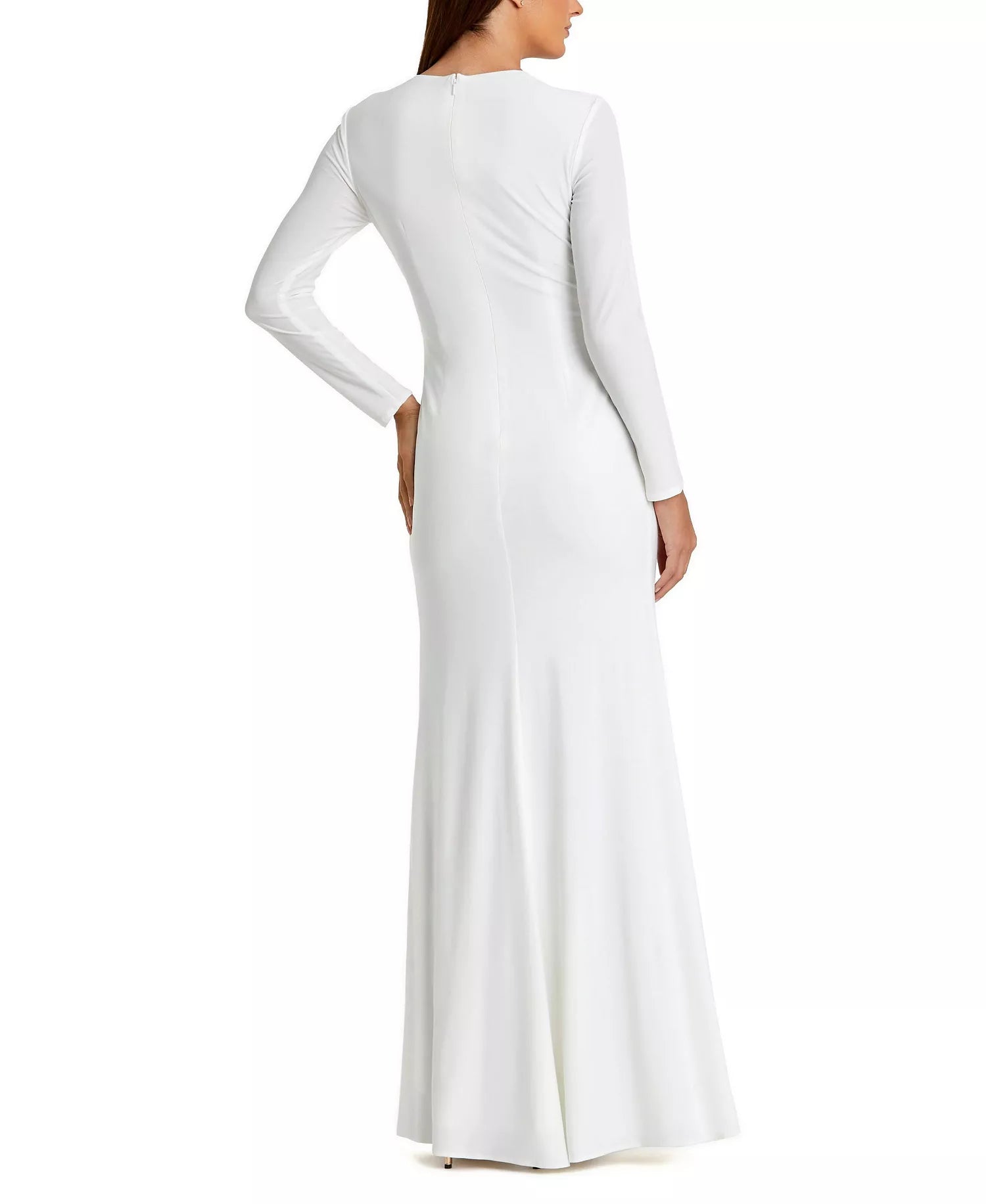 Clean Trumpet Keyhole Neck Long Sleeve Zipper Back Floor Length Female Prom Dress