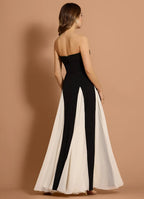 Color Blocked Ballgown Strapless Sleeveless Open Back Floor Length Hot sale Prom Dress