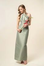 Column Halter Neck Cold Shoulder Floor-Length Sleeveless Prom Gown Elegant Evening Dresses for Women Hot Sale Long Evening Dresses