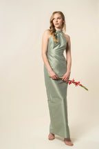 Column Halter Neck Cold Shoulder Floor-Length Sleeveless Prom Gown Elegant Evening Dresses for Women Hot Sale Long Evening Dresses