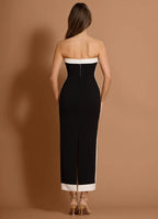 Contrast Trim Sheath Sweetheart Sleeveless Open Back Midi Length For Sale Prom Dress