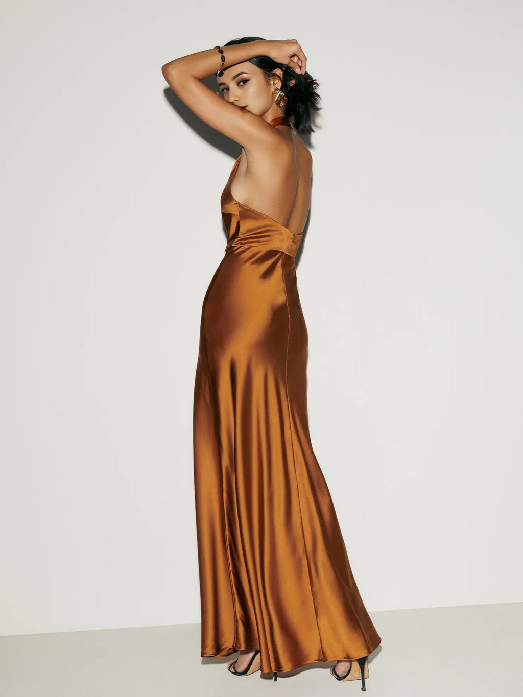 Dress Classic Halter V Neck Sleeveless Straight Tube Prom Dress Maxi Dress Backless Evening Dress