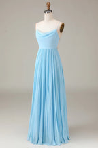 Cowl Neck Sleeveless A-line Romantic Off the shoulder Floor length Party Dress For Sale For women