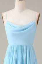 Cowl Neck Sleeveless A-line Romantic Off the shoulder Floor length Party Dress For Sale For women