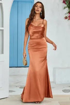 Cowl Neck Sleeveless Mermaid Fashion Off the shoulder Floor length Party Dress Hot Sale For ladies