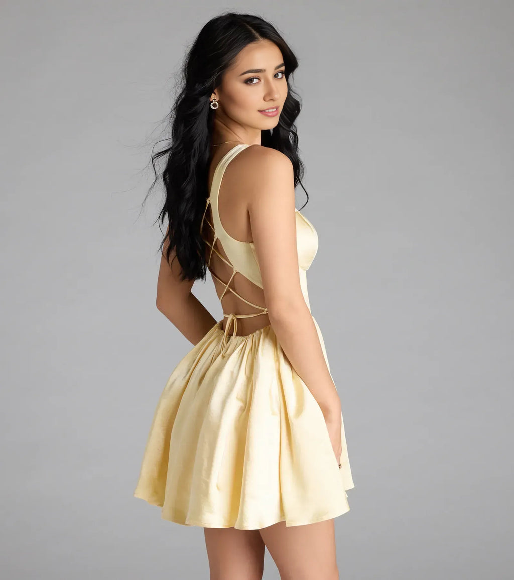 A-Line Corset Sleeveless Short-Mini Homecoming Dress