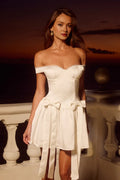 A-Line/Princess Off the shoulder Sleeveless Backless Short-Mini Homecoming Dress