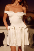 A-Line/Princess Off the shoulder Sleeveless Backless Short-Mini Homecoming Dress