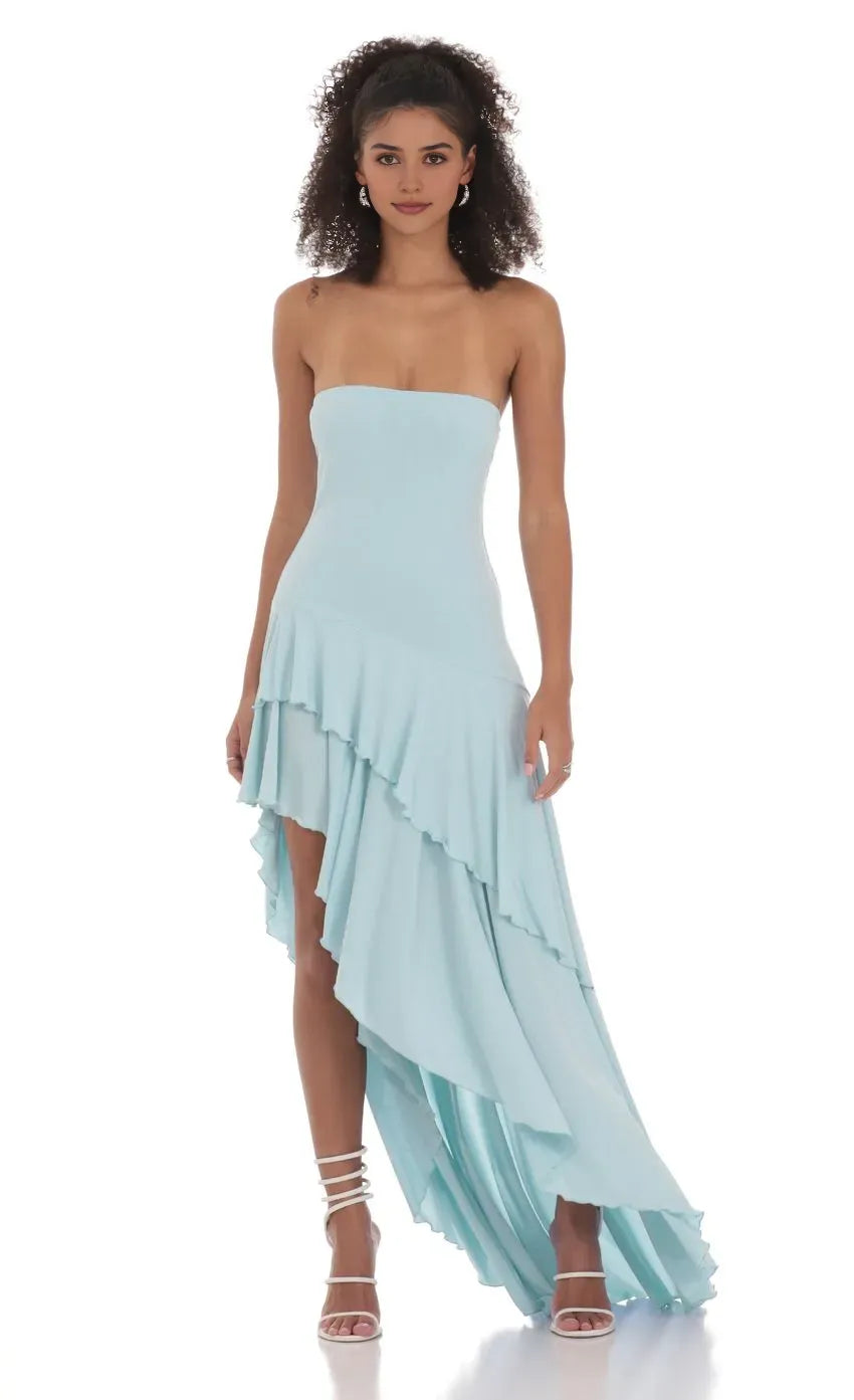 A-Line/Princess Strapless Sleeveless Backless Floor-Length Prom Dress
