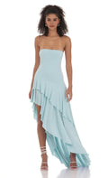 A-Line/Princess Strapless Sleeveless Backless Floor-Length Prom Dress