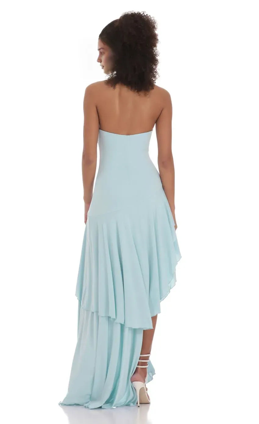 A-Line/Princess Strapless Sleeveless Backless Floor-Length Prom Dress