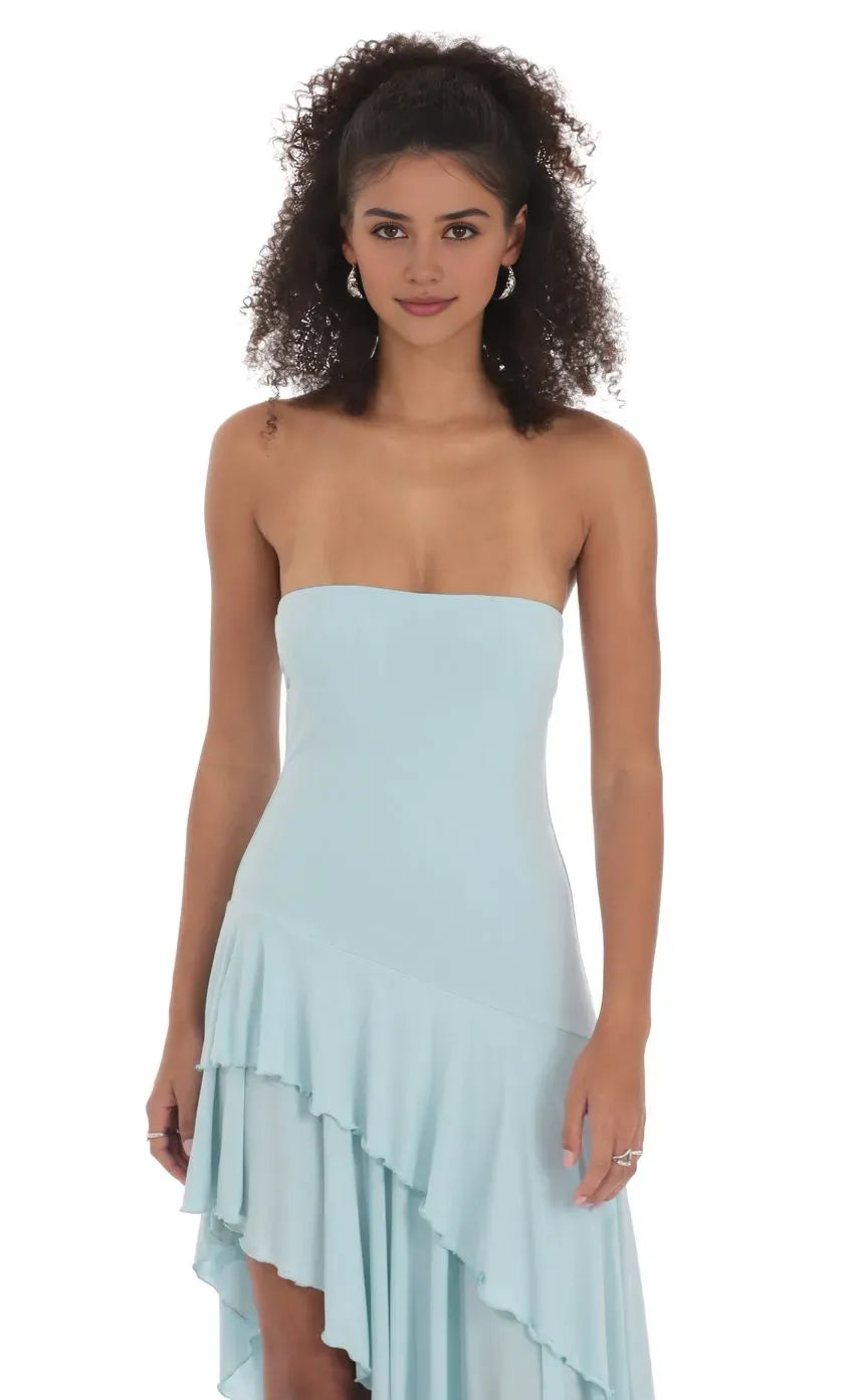 A-Line/Princess Strapless Sleeveless Backless Floor-Length Prom Dress