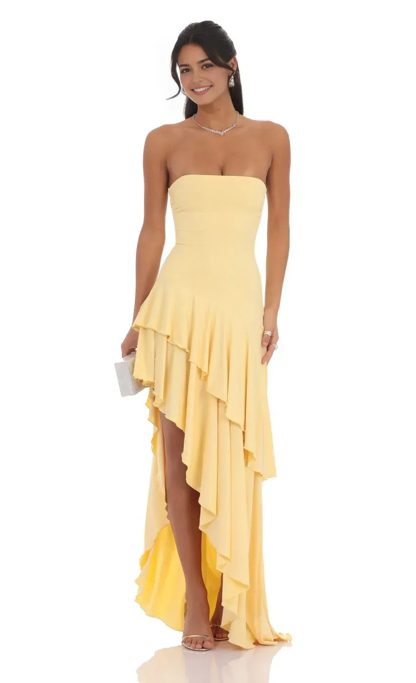 A-Line/Princess Strapless Sleeveless Backless Floor-Length Prom Dress