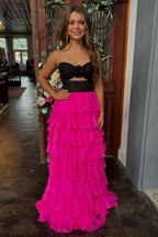 A-Line/Princess Strapless Sleeveless Zipper Up Floor-Length Prom Dress with Slit