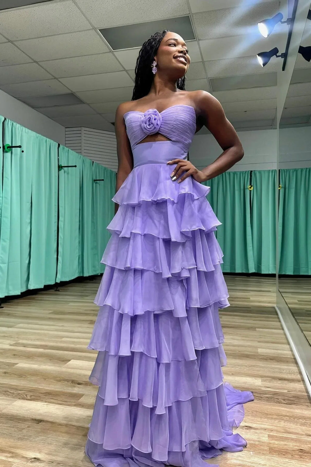 A-Line/Princess Strapless Sleeveless Zipper Up Floor-Length Prom Dress