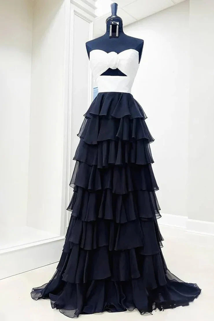 A-Line/Princess Strapless Sleeveless Zipper Up Floor-Length Prom Dress with Slit