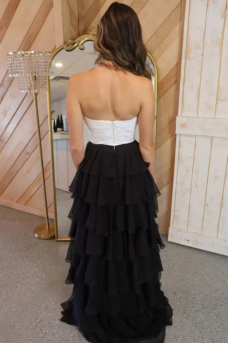A-Line/Princess Strapless Sleeveless Zipper Up Floor-Length Prom Dress with Slit