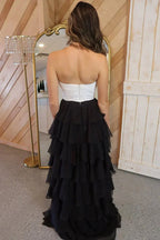 A-Line/Princess Strapless Sleeveless Zipper Up Floor-Length Prom Dress with Slit