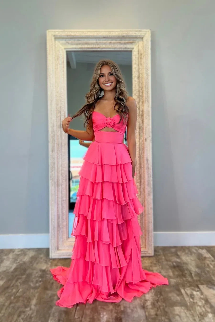 A-Line/Princess Strapless Sleeveless Zipper Up Floor-Length Prom Dress
