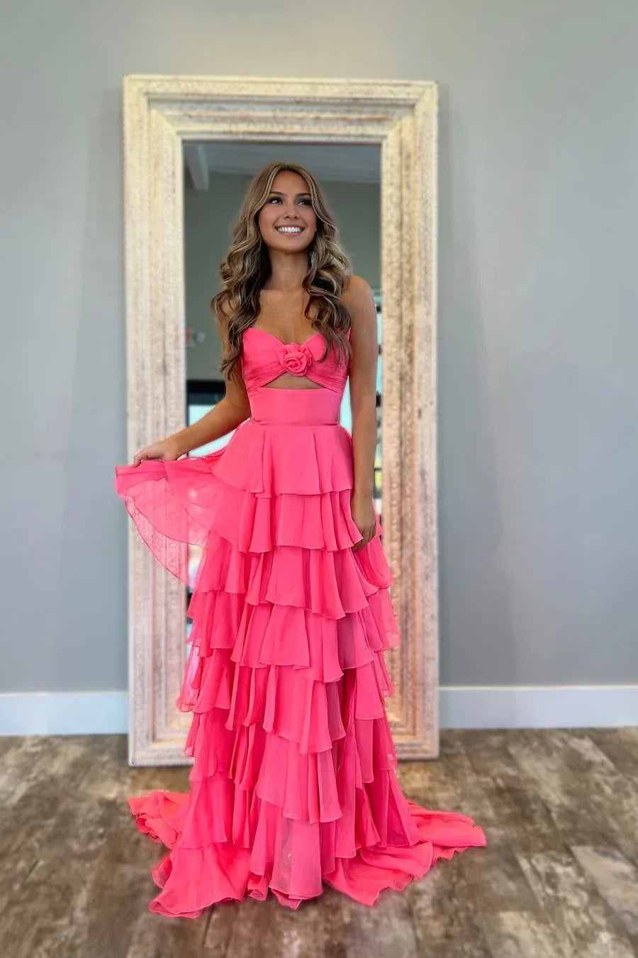 A-Line/Princess Strapless Sleeveless Zipper Up Floor-Length Prom Dress