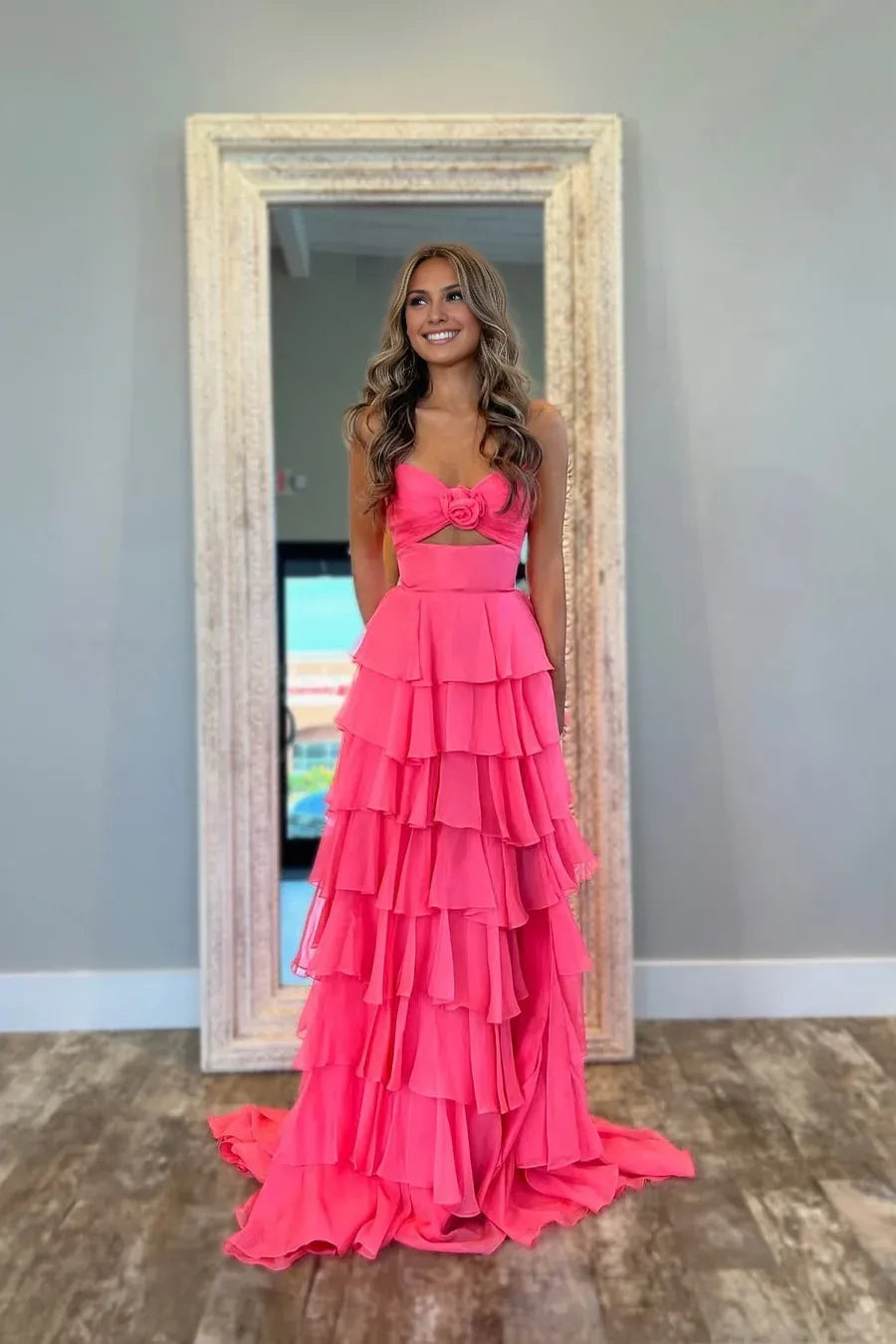 A-Line/Princess Strapless Sleeveless Zipper Up Floor-Length Prom Dress