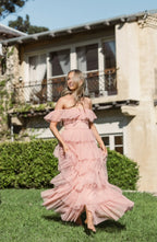 A-Line Square Neck Cap Sleeve Backless Floor-Length Prom Dress