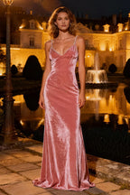 Mermaid/Trumpet V Neck Sleeveless Sweep/Brush Train Winter Prom Dress