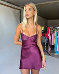 Sheath Spaghetti Straps Sleeveless Criss Cross Back Short-Mini Homecoming Dress