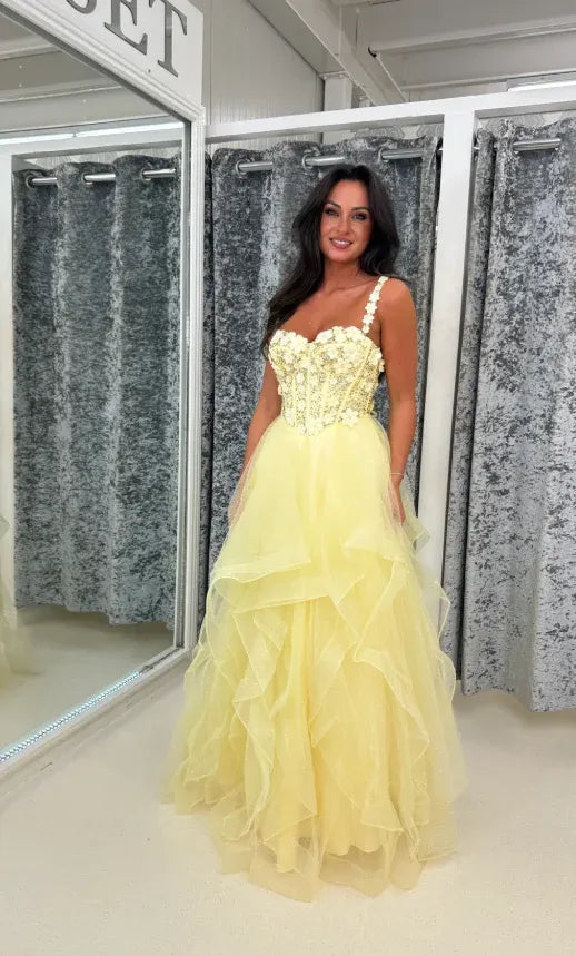Spaghetti Straps Sleeveless A-Line Appliques Floor-Length Prom Dress