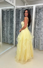 Spaghetti Straps Sleeveless A-Line Appliques Floor-Length Prom Dress