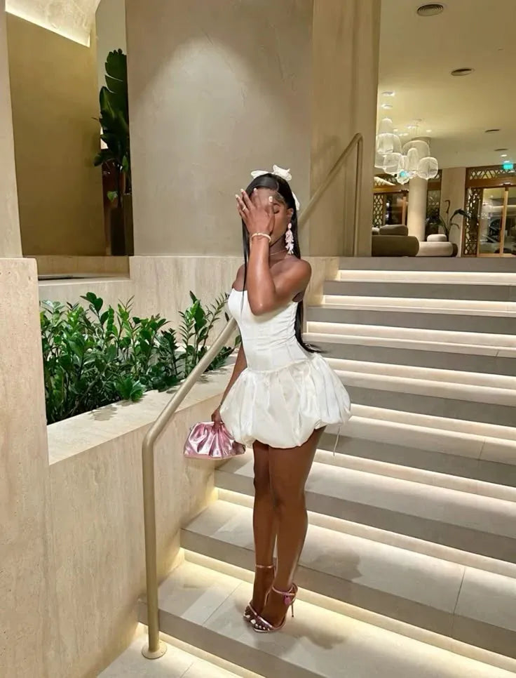 Strapless Sleeveless A Line Pleated Short-Mini Homecoming Dress