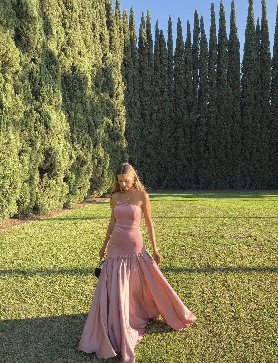 Strapless Sleeveless Mermaid Pleats Long Prom Dress