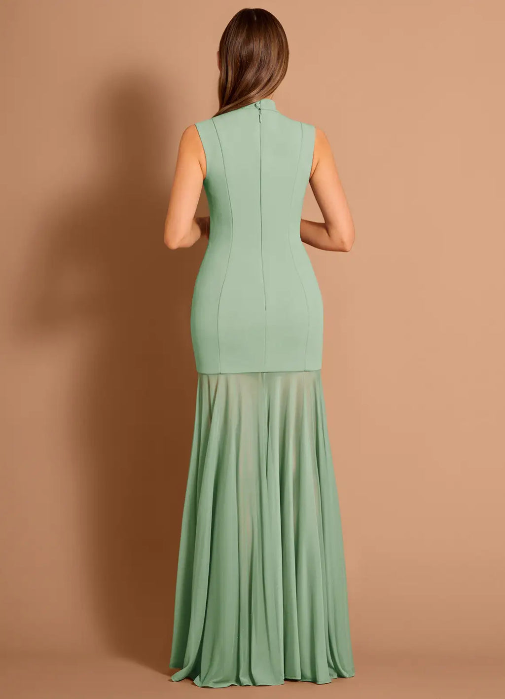 Cutout Mermaid Halter Neck Sleeveless Zipper Back Floor Length For Women Prom Dress