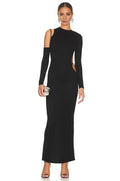 Daring Sheath Mock Neck Asymmetric Sleeve Cutout Back Floor Length Evening Dress