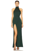 Daring Sheath Turtleneck Halter Sleeve Cross Back Floor Length Evening Dress