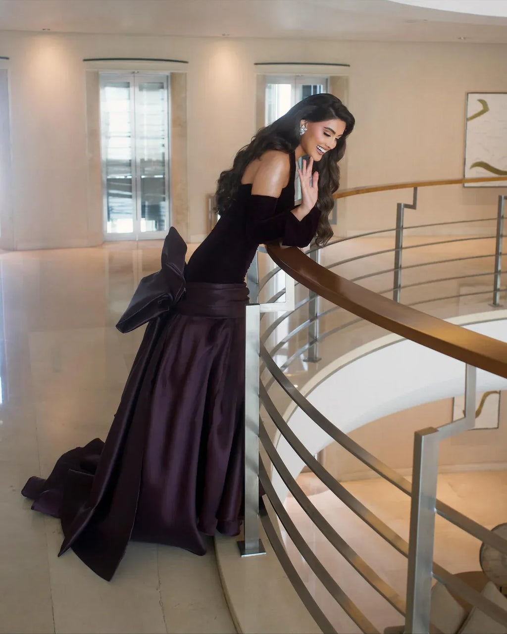 Purple Dark Halter Off Shoulder Mermaid Formal Evening Gown