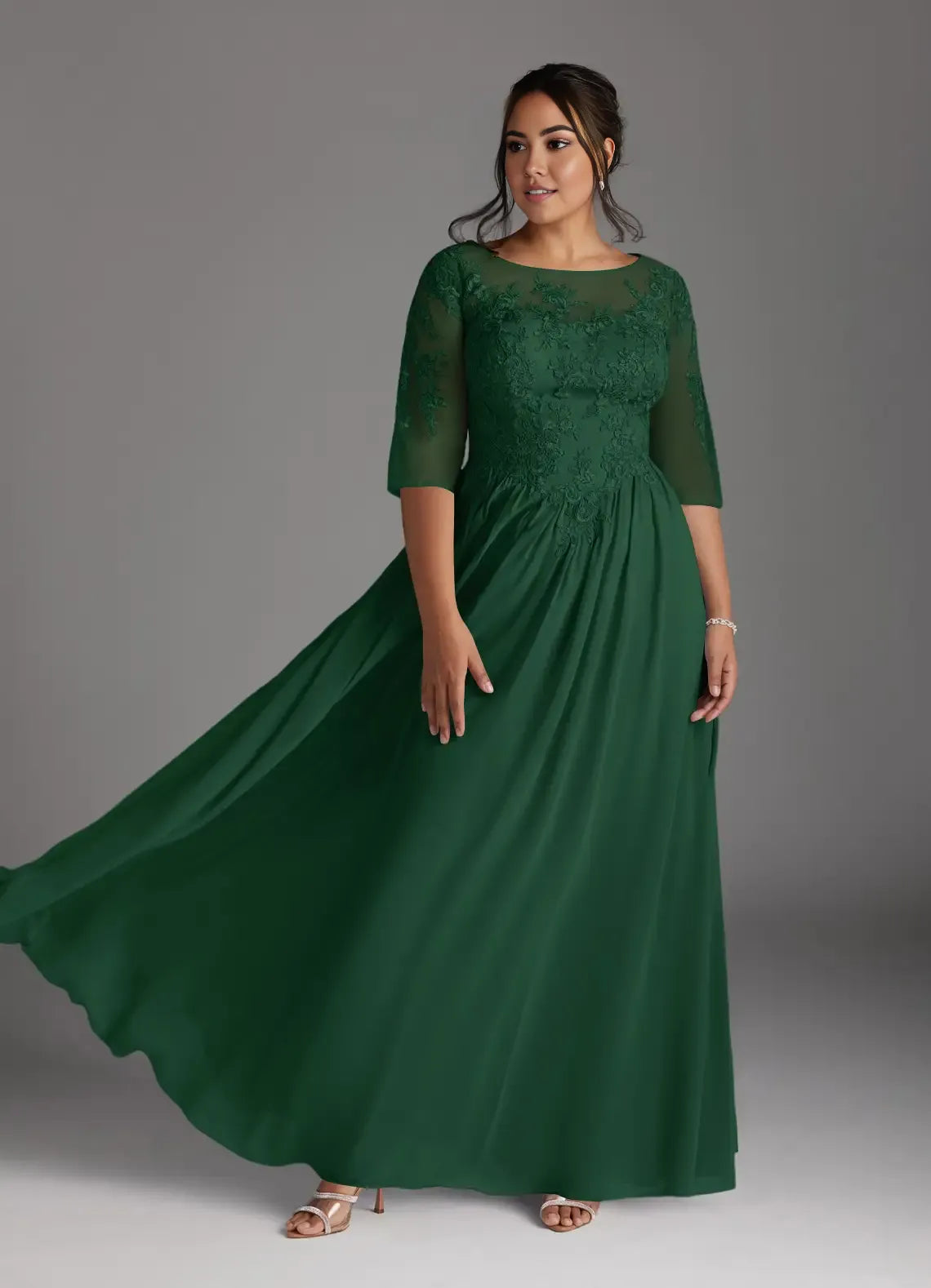 Plum Dress Scoop A-Line Mother Of The Bride Evening Dress Fashion Three-Quarter Sleeve Back Zip Plus Size Mother Of The Groom Dresses