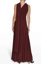 Dashing Sheath Halter Sleeveless Draped Back Floor Length Evening Dress