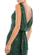 Dazzling Mermaid Boat Neck Sleeveless Draped Back Floor Length Evening Dress