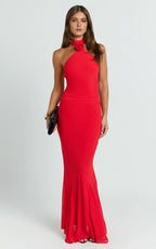 Dazzling Mermaid Halter Sleeveless Tie Back Floor Length Plus Size Evening Dress