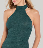 Dazzling Mermaid High Neck Sleeveless Tie Back Floor Length Prom Dress