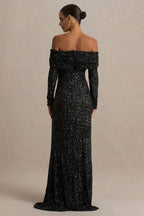 Dazzling Mermaid Off Shoulder Long Sleeve Zip Back Floor Length Evening Dress
