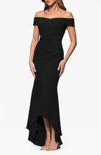 Dazzling Mermaid Off The Shoulder Short Sleeve Ruched Back High Low Evening Dress